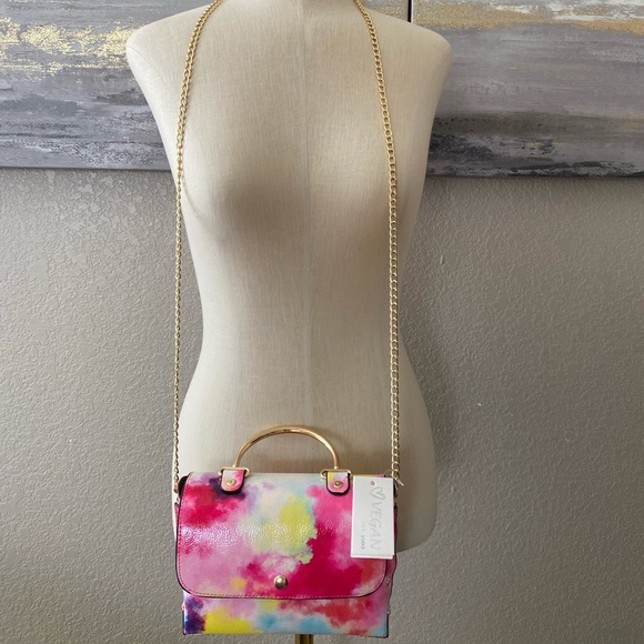 NWT Tie Dye Vegan Crossbody Satchel - Picture 4 of 8